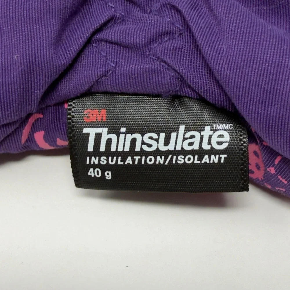 Girl's Purple Pink‎ Snowflake 3M Thinsulate Insulated Ski Gloves Size 7-16